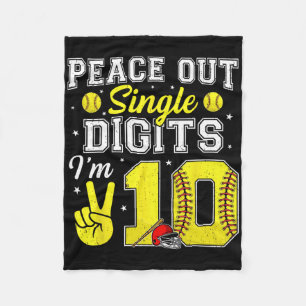 10th Birthday Boy Softll Peace Out Single Digits 1 Fleece Blanket