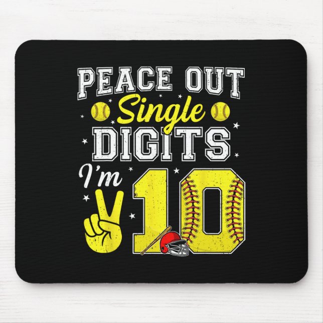 10th Birthday Boy Softll Peace Out Single Digits 1 Mouse Pad (Front)