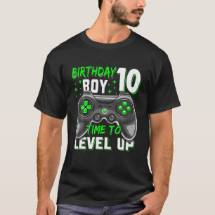 10Th Birthday Boy Ten Yrs Old Level 10 Unlocked Vi T-Shirt