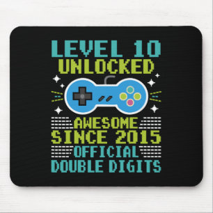 10th Birthday Boys Level 10 Unlocked Awesome Since Mouse Pad