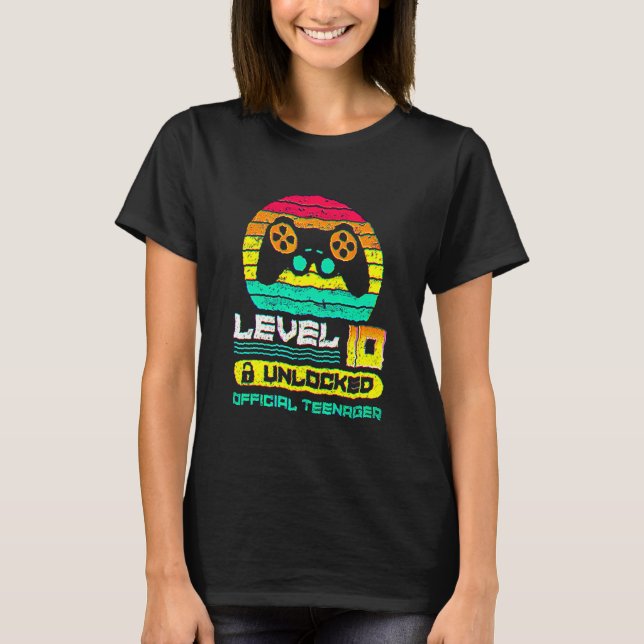 10th Birthday  Boys Level 10 Unlocked Official Tee (Front)