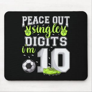 10th Birthday Boys Soccer Peace Out Single Digits Mouse Pad