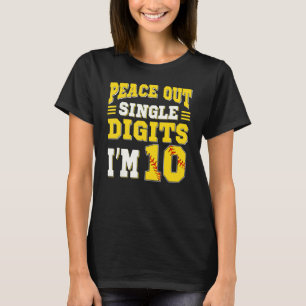 10th Birthday Boys Softball Peace Out Single Digit T-Shirt