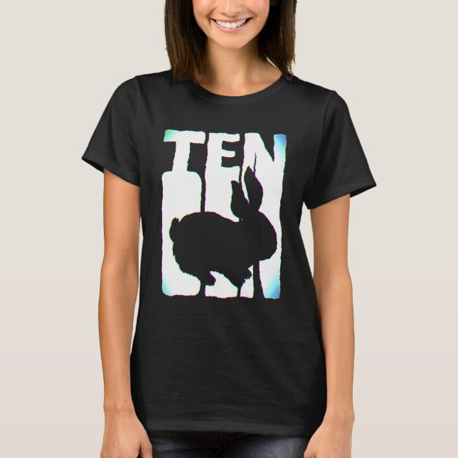 10th Birthday  Bunny Rabbit Fan 10 Years Old Girl T-Shirt (Front)