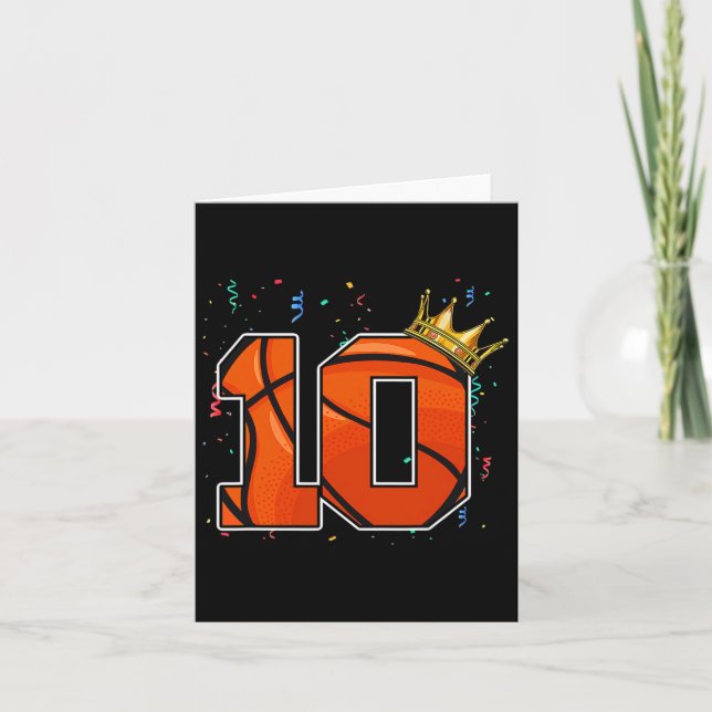 10th Birthday Bysketbyll Big Number 10 Year Old Bo Card (Front)