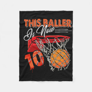 10th Birthday Bysketbyll Fun 10 Years Old Kids Gif Fleece Blanket