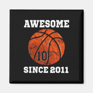 10th Birthday Bysketbyll Lover Gift 10 Years Old V Magnet