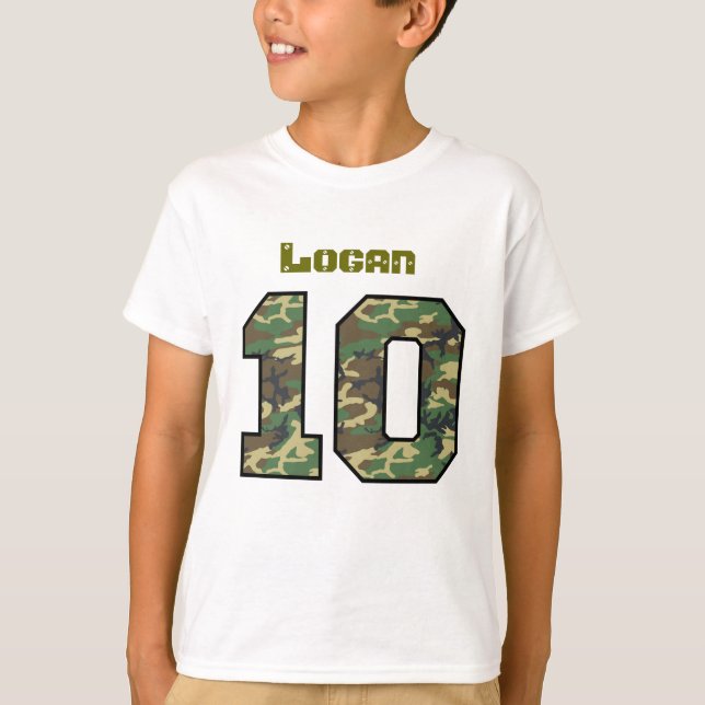 10th Birthday Camo One Year Custom Name V011A T-Shirt (Front)