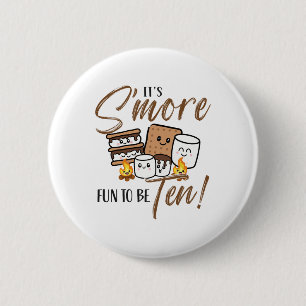 10th Birthday Campfire Marshmallow It's S'more Fun 6 Cm Round Badge