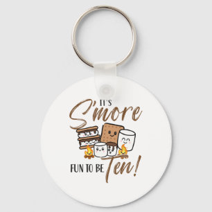 10th Birthday Campfire Marshmallow It's S'more Fun Key Ring
