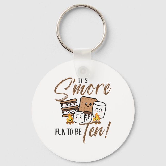 10th Birthday Campfire Marshmallow It's S'more Fun Key Ring (Front)