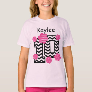 10th Birthday Chevrons Polka Dots Custom Name V02 T-Shirt
