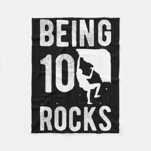 10th Birthday Climber 10 Year Old Rock Climbing Gi Fleece Blanket