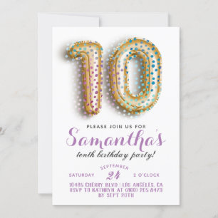 10th Birthday Confetti Invitation
