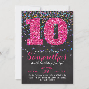 10th Birthday Confetti Invitation