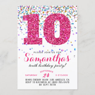 10th Birthday Confetti Invitation