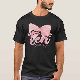 10th Birthday Coquette Bow Pink 10 Year Old Birthd T-Shirt