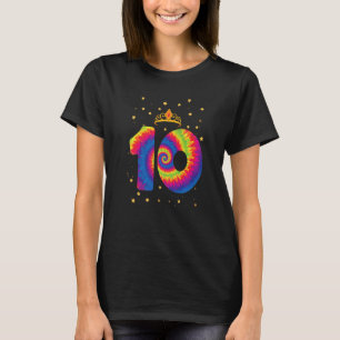 10th Birthday Crown Tie Dye Girl Kids Teens Birthd T-Shirt