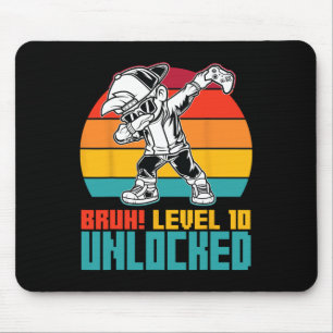 10th Birthday Dabbing Boy Bruh Level 10 Year Old G Mouse Pad