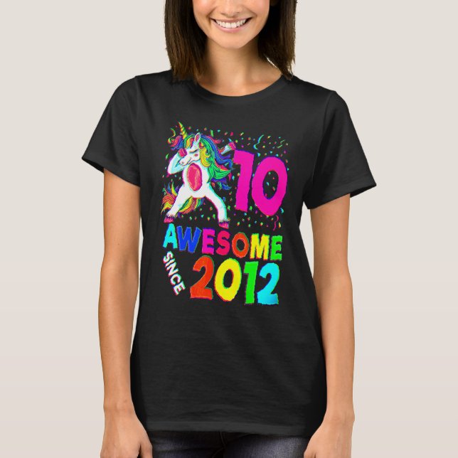 10th Birthday Dabbing Unicorn Party  10 Years Old  T-Shirt (Front)