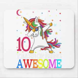10th Birthday Dabbing Unicorn Party Gift 10 Years Mouse Pad