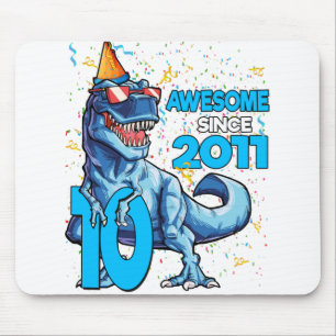 10th Birthday Dinosaur 10 Year Old Boy Kids Mouse Pad
