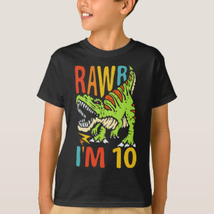 10th Birthday Dinosaur T Rex Rawr I'm 10 For Boys  T-Shirt