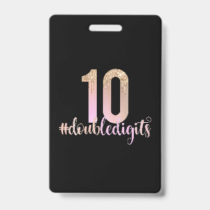 10th Birthday Double Digits Girls Peach Ombre ID Badge