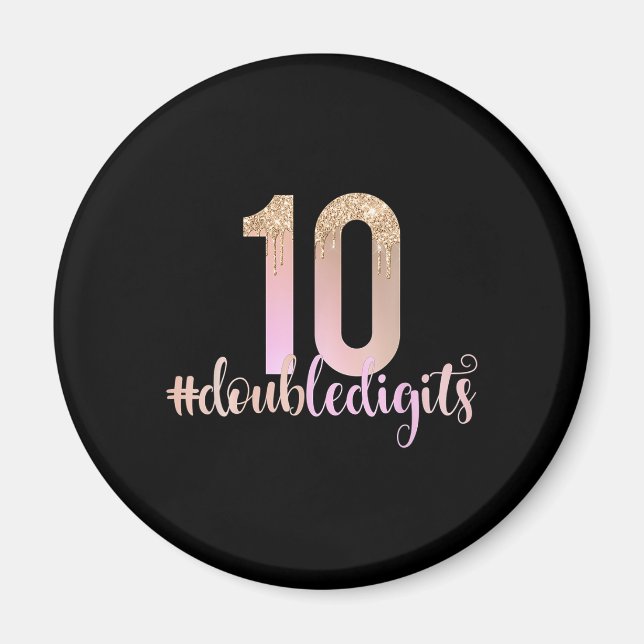 10th Birthday Double Digits Girls Peach Ombre  Magnet (Front)