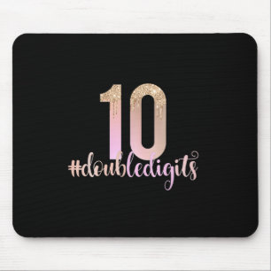 10th Birthday Double Digits Girls Peach Ombre Mouse Pad