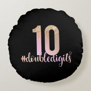 10th Birthday Double Digits Girls Peach Ombre  Round Cushion