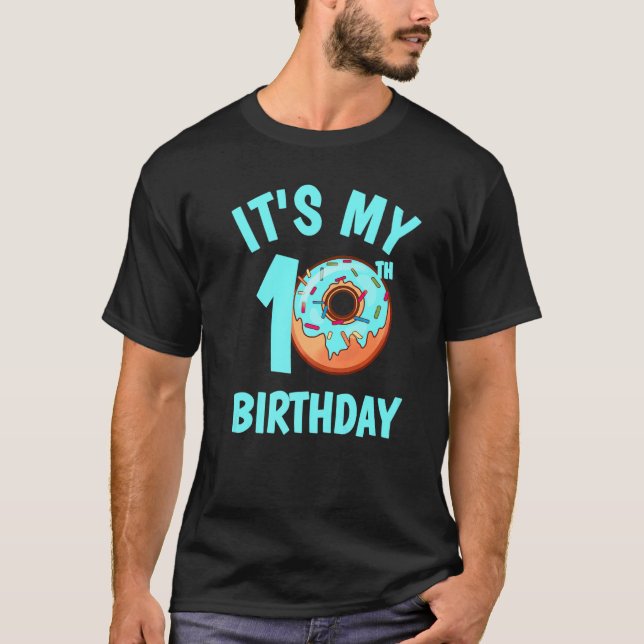 10th Birthday Doughnut With Sprinkles Double Digit T-Shirt (Front)