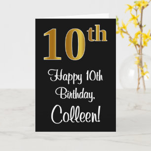 10th Birthday ~ Elegant Luxurious Faux Gold Look # Card