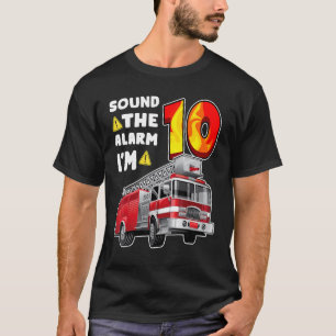 10th Birthday Fire Truck Boy Kids Firefighter 10 Y T-Shirt
