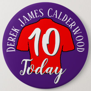 10th Birthday Football Badge to Personalise Button