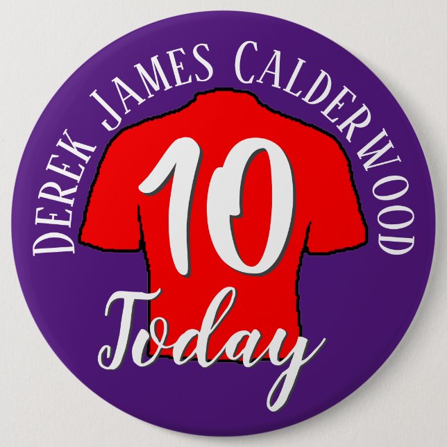 10th Birthday Football Badge to Personalise Button (Front)