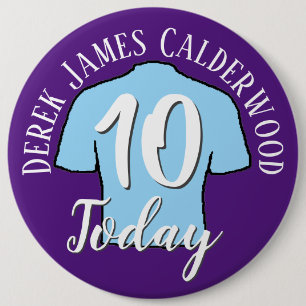 10th Birthday Football Badge to Personalise Button
