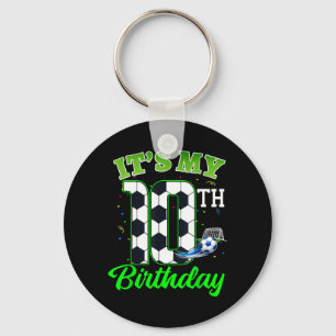 10th Birthday Football Boy Girl Kids Soccer Sports Key Ring