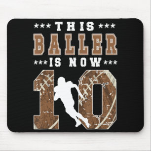 10th Birthday Football Boy Ten Year Old Football P Mouse Pad