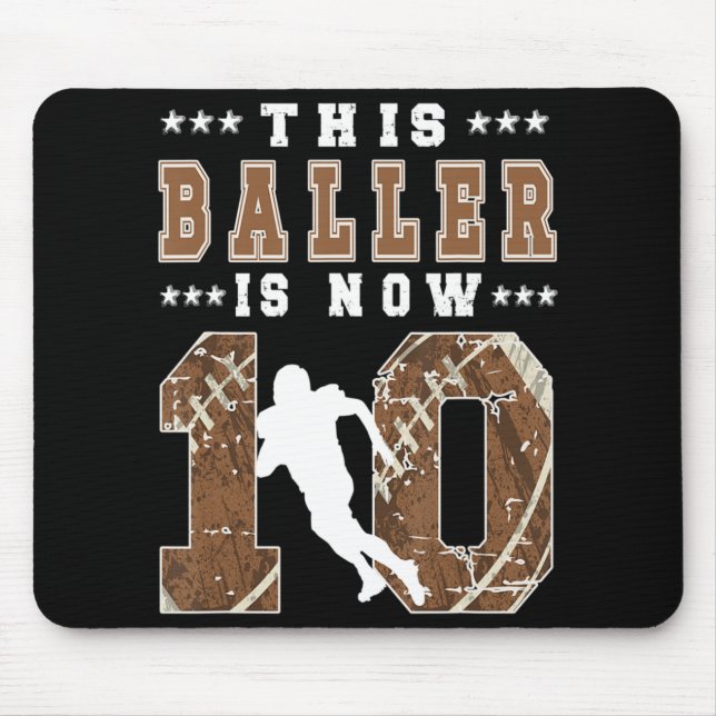 10th Birthday Football Boy Ten Year Old Football P Mouse Pad (Front)