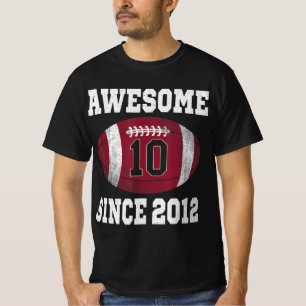 10th Birthday Football Player 10 Years Old Vintage T-Shirt