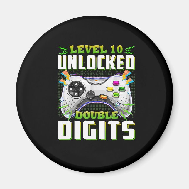 10th Birthday For Boys Double Digits Video Gamer Magnet (Front)