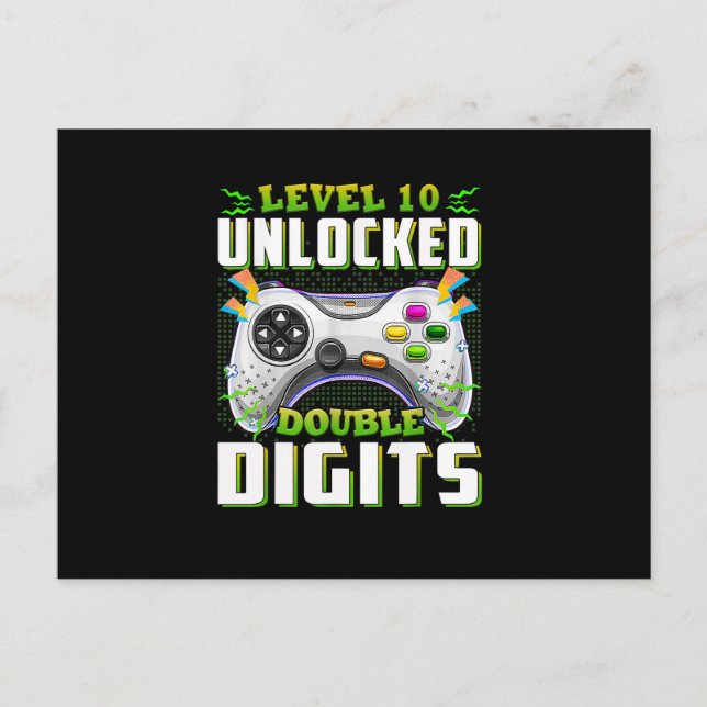 10th Birthday For Boys Double Digits Video Gamer Postcard (Front)