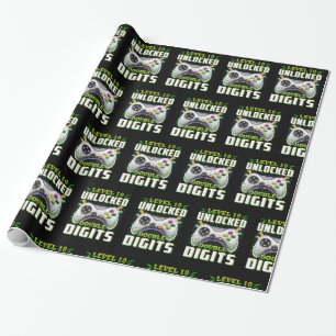 10th Birthday For Boys Double Digits Video Gamer Wrapping Paper
