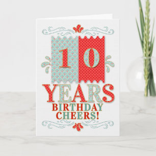 10th Birthday for Boys or Girls in Red and Blue Card