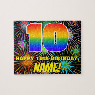 10th Birthday: Fun, Colourful Celebratory Firework Jigsaw Puzzle