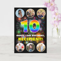 10th Birthday: Fun Rainbow #, Custom Name & Photos