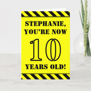 10th Birthday: Fun Stencil Style Text, Custom Name Card