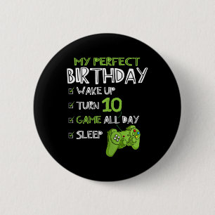 10th Birthday Gaming 10 Years Old Perfect Gamer Gi 6 Cm Round Badge