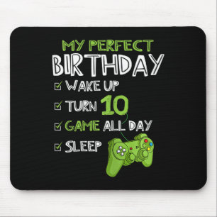 10th Birthday Gaming 10 Years Old Perfect Gamer Gi Mouse Pad